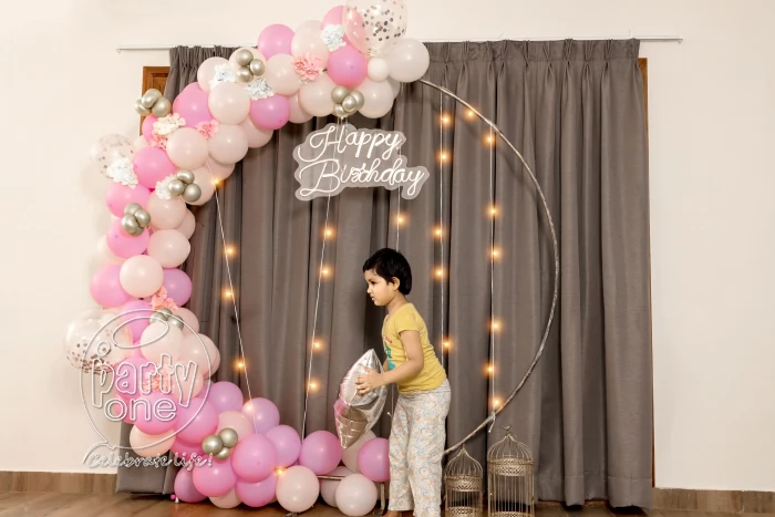 birthday Pink amp White RIng Balloon Decor